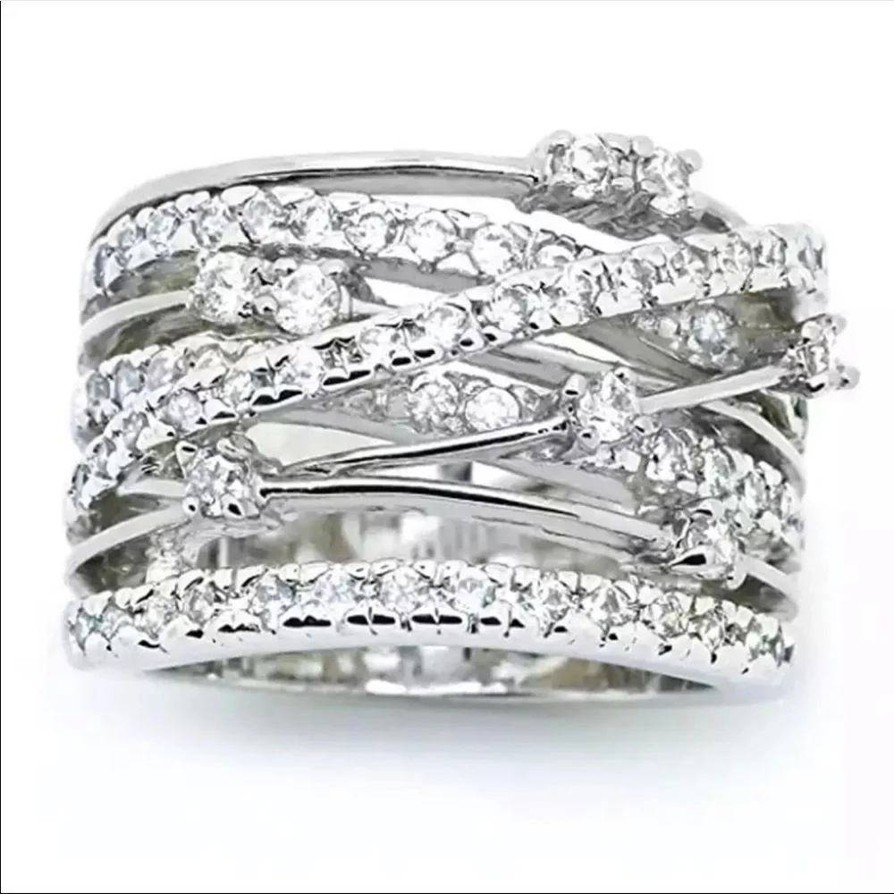 New Women’s 925 Silver Engagement Diamond Ring - Picture 2 of 2